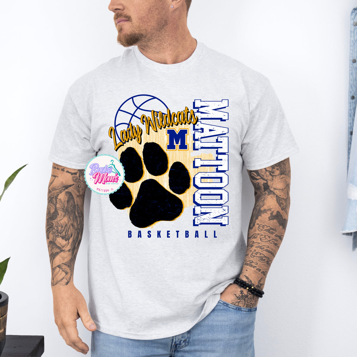 Men’s Lady Wildcats Paw Distressed Basketball Tee/Sweatshirt
