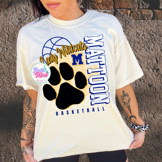 Lady Wildcats Paw Distressed Basketball Tee/Sweatshirt