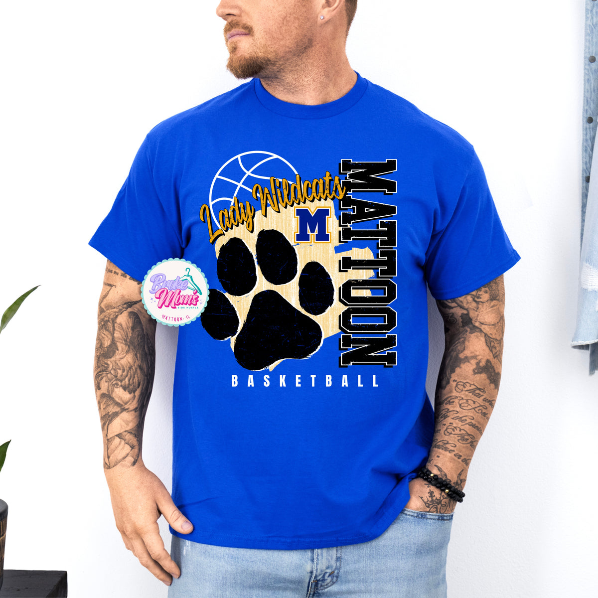 Men’s Lady Wildcats Paw Distressed Basketball Tee/Sweatshirt