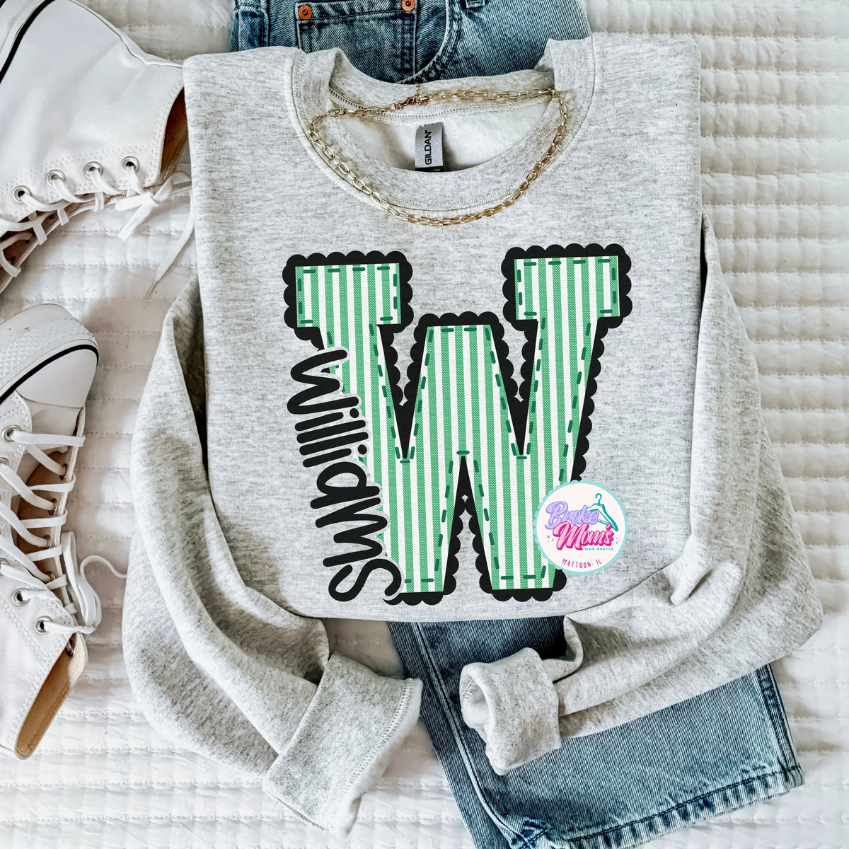 Williams Seersucker Letter Tee/Sweatshirt