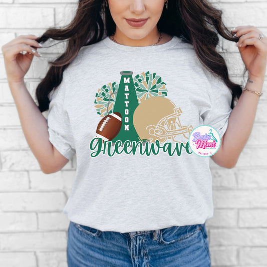 Mattoon Greenwave Cheer/Football Tee/Sweatshirt