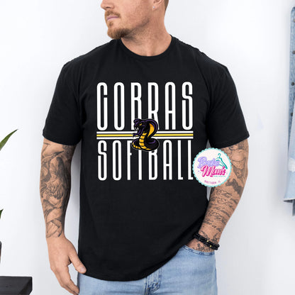 Cobras Softball Long Letters Logo Men's Tee/Sweatshirt