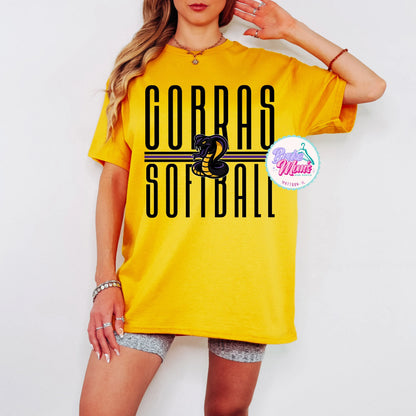Cobras Softball Long Letters Logo Tee