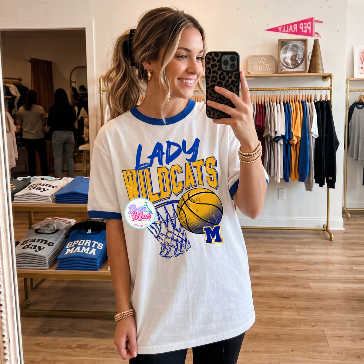 Lady Wildcats Classic Basketball Ringer Tee