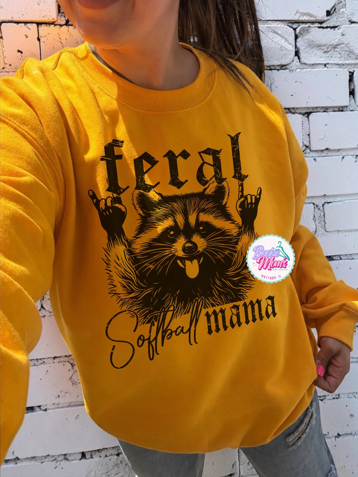 Feral Softball Mama Racoon Custom Tee/Sweatshirt