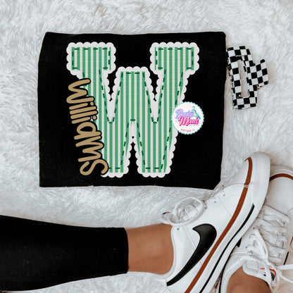 Williams Seersucker Letter Tee/Sweatshirt