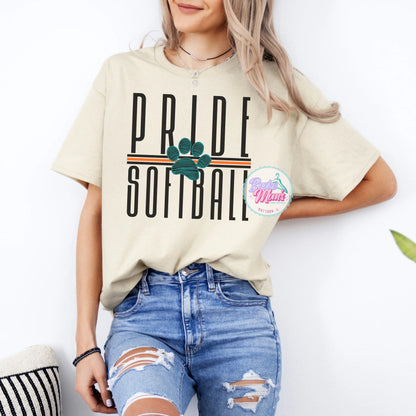 Pride Softball Long Letters Logo Tee