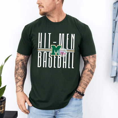 Mattoon Hit-Men Baseball Tall Letters Logo Mens Tee