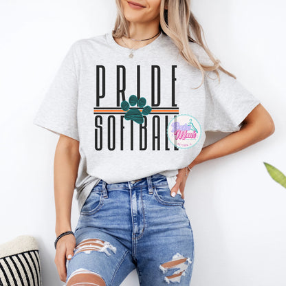 Pride Softball Long Letters Logo Tee