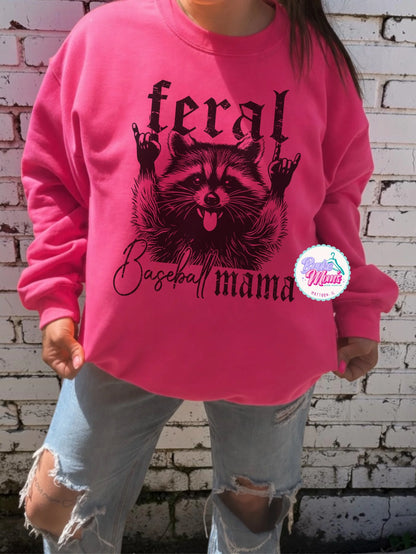 Feral Baseball Mama Racoon Custom Tee/Sweatshirt