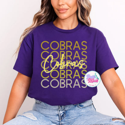 Mattoon Cobras Stacked Ombre Letters Tee