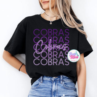 Mattoon Cobras Stacked Ombre Letters Tee