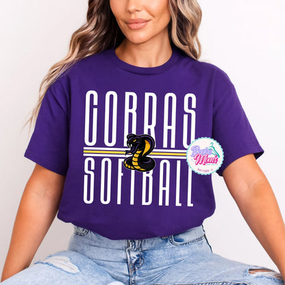 Cobras Softball Long Letters Logo Tee