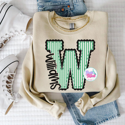 Williams Seersucker Letter Tee/Sweatshirt
