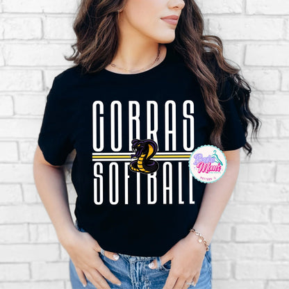 Cobras Softball Long Letters Logo Tee