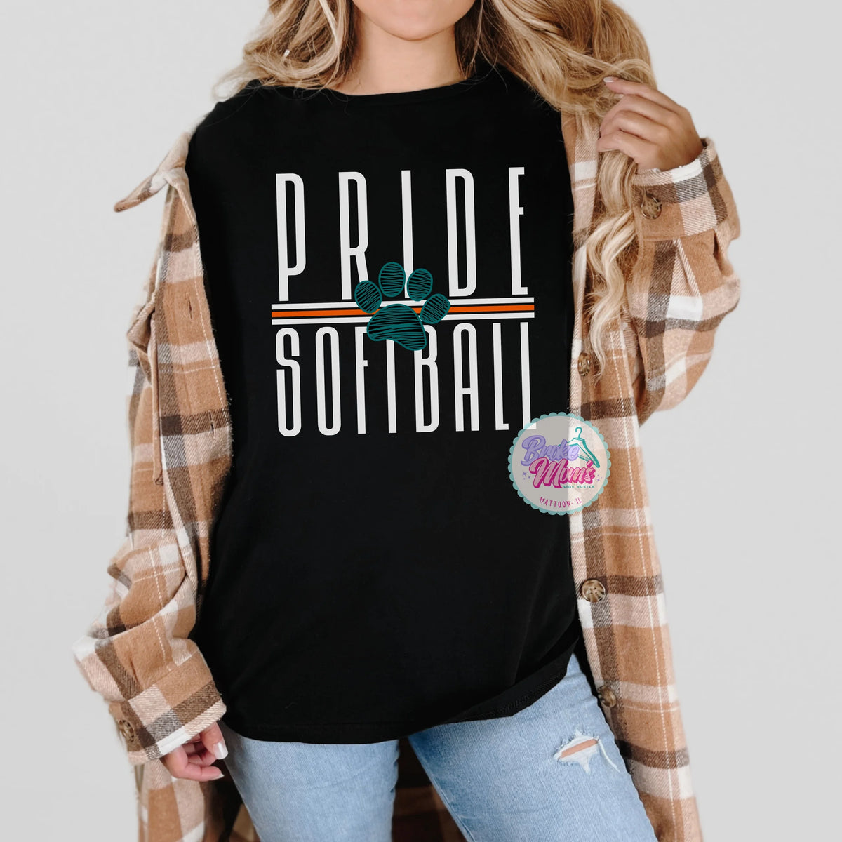 Pride Softball Long Letters Logo Tee