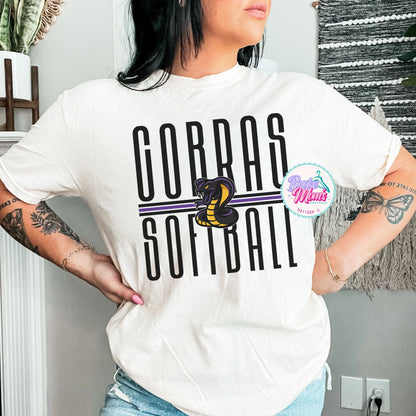 Cobras Softball Long Letters Logo Tee